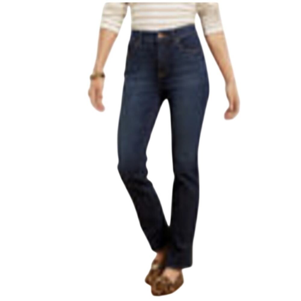 Talbots Jeans Straight Leg Dark Wash Blue WMNS 12 High Rise Stretch Denim Zip